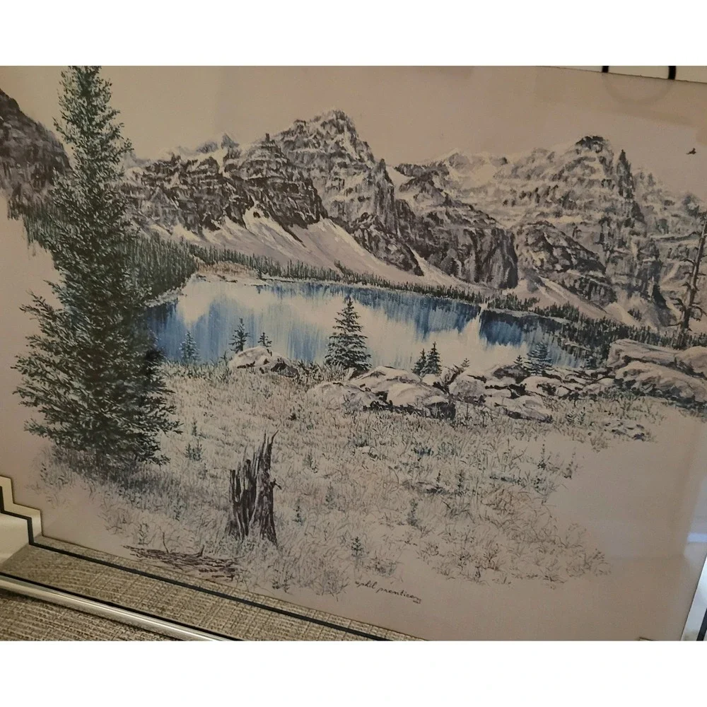 Vintage‎ 1978 Phil Prentice Mountain Mirror Art Marsel Mirror Brooklyn 16x20